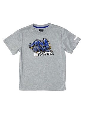 AND1 Boy's Grey Graphic Short Sleeve Shirt XL 14/16